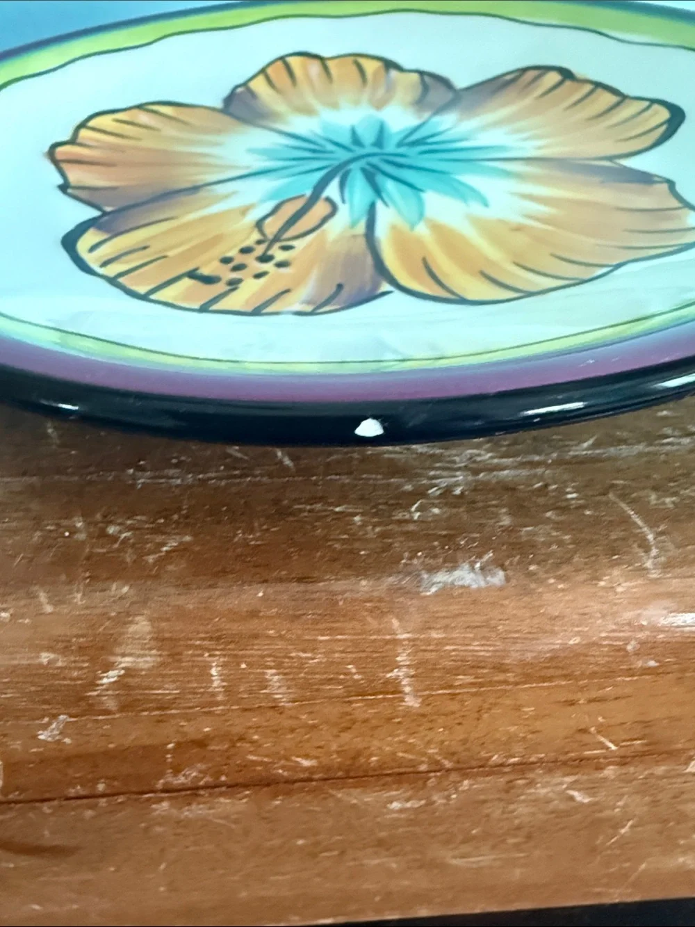 Hibiscus Pattern Appetizer Plate by Clay Art